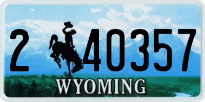 WY license plate 240357