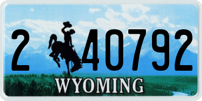 WY license plate 240792