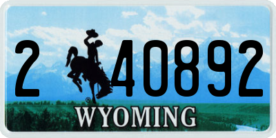 WY license plate 240892