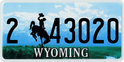 WY license plate 243020