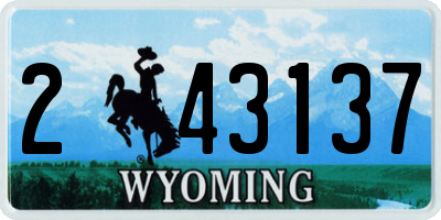 WY license plate 243137