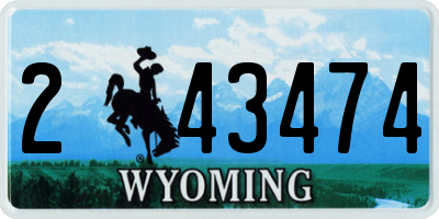 WY license plate 243474
