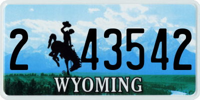 WY license plate 243542