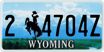 WY license plate 24704Z