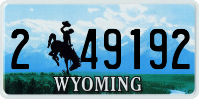 WY license plate 249192