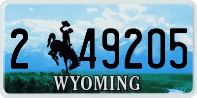 WY license plate 249205