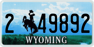 WY license plate 249892
