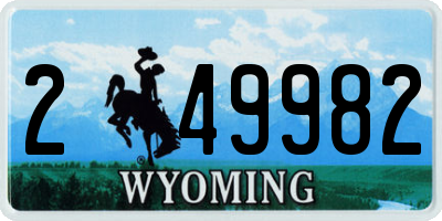 WY license plate 249982