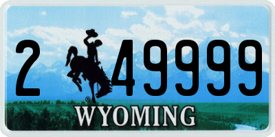 WY license plate 249999
