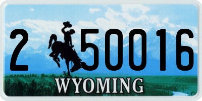 WY license plate 250016