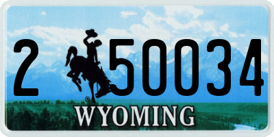 WY license plate 250034