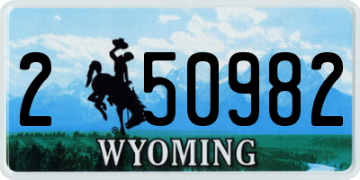 WY license plate 250982