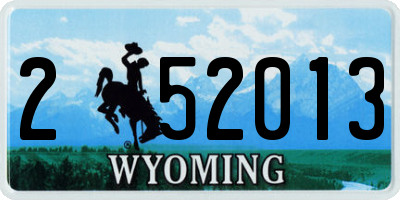 WY license plate 252013