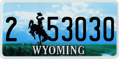 WY license plate 253030