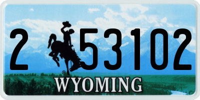 WY license plate 253102