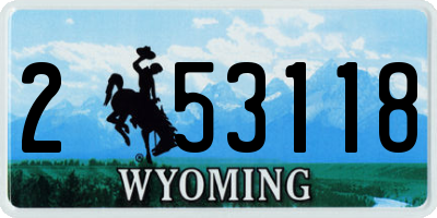 WY license plate 253118