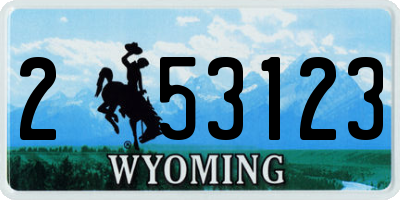 WY license plate 253123