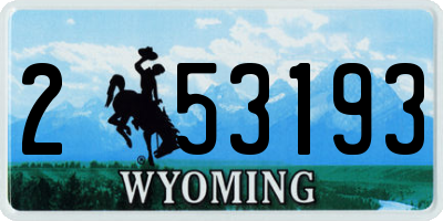 WY license plate 253193