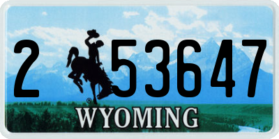 WY license plate 253647