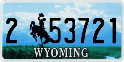WY license plate 253721