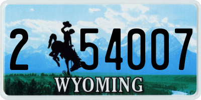 WY license plate 254007