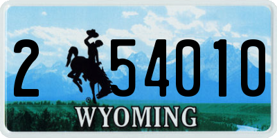 WY license plate 254010
