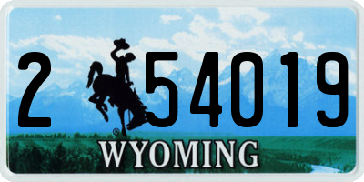 WY license plate 254019