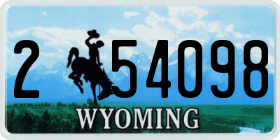 WY license plate 254098