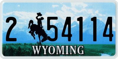 WY license plate 254114