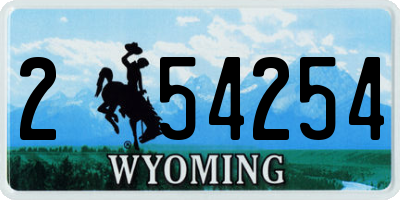 WY license plate 254254