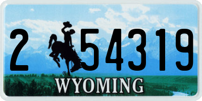 WY license plate 254319
