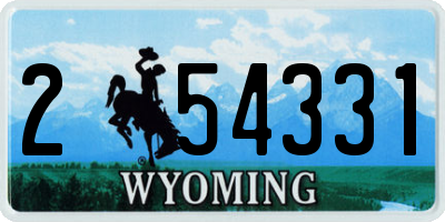 WY license plate 254331