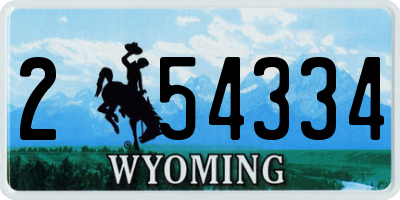 WY license plate 254334