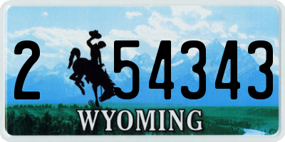 WY license plate 254343