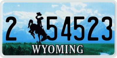 WY license plate 254523