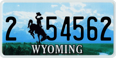 WY license plate 254562