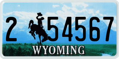 WY license plate 254567