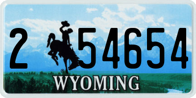 WY license plate 254654