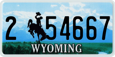 WY license plate 254667
