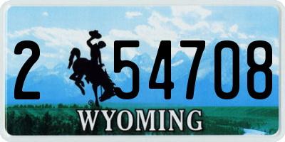 WY license plate 254708