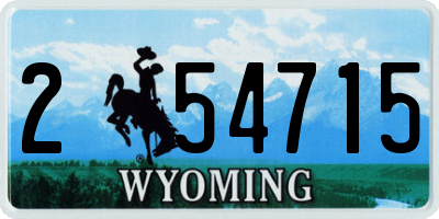 WY license plate 254715