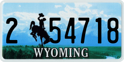 WY license plate 254718