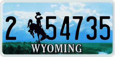 WY license plate 254735