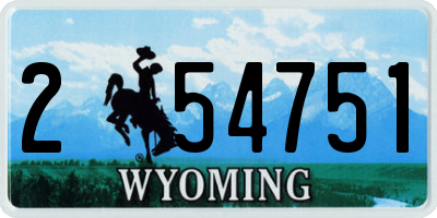 WY license plate 254751
