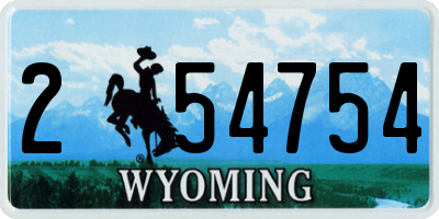 WY license plate 254754