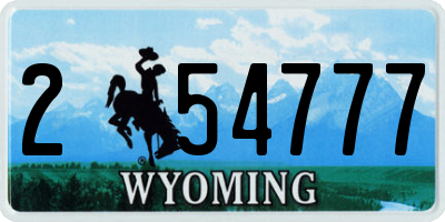 WY license plate 254777