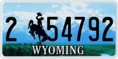 WY license plate 254792