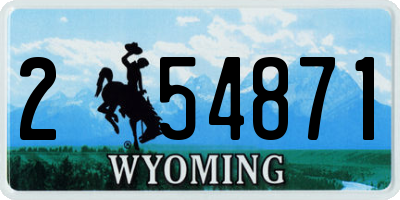 WY license plate 254871