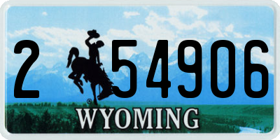WY license plate 254906