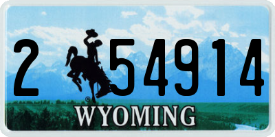 WY license plate 254914